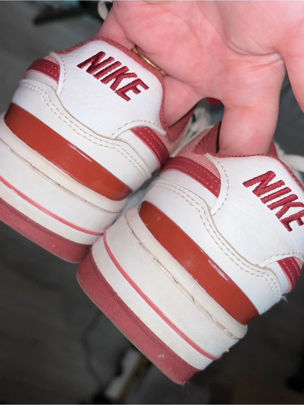 Nike Women’s White and Red Low-Top Sneakers